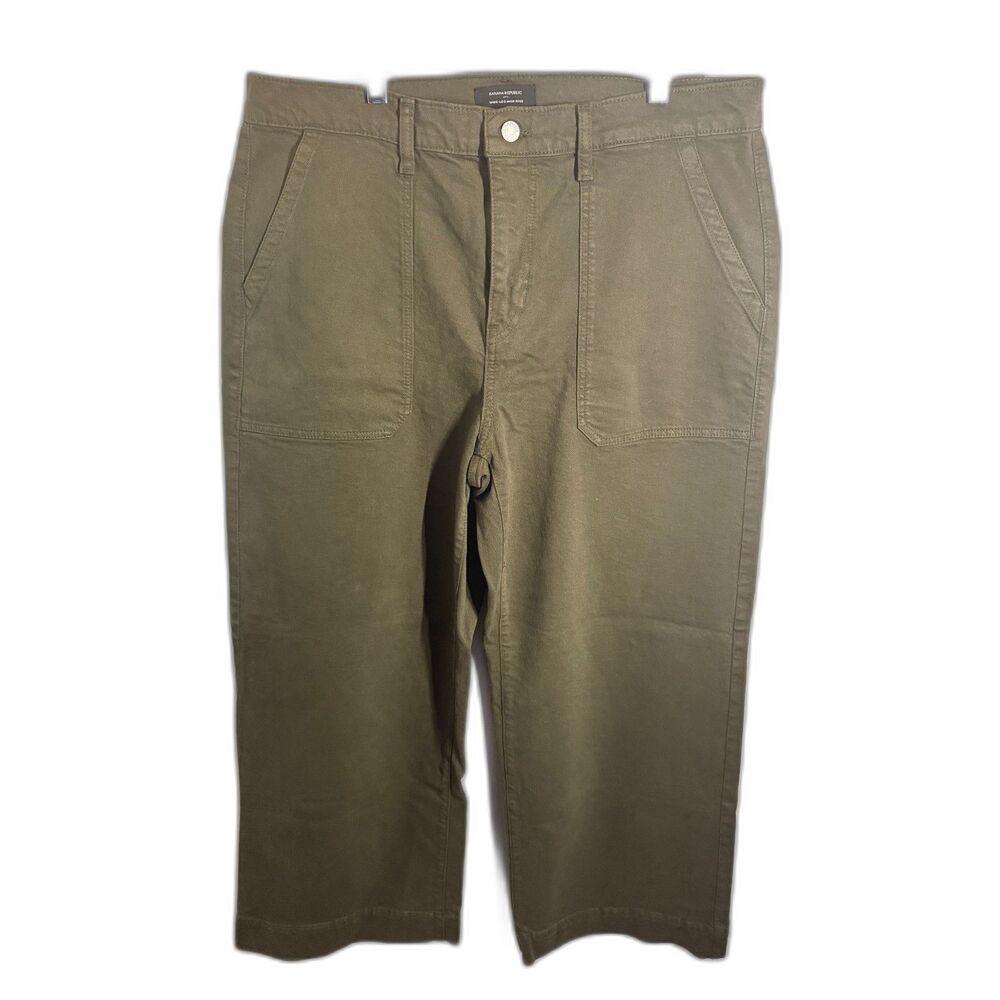 Banana Republic Women’s 33/16 Olive Wide-Leg High-Rise Stretch Cotton